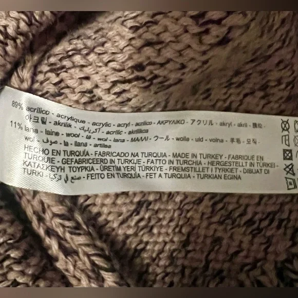 Zara Black & Tan Crew Neck Button Sweater Size L - Picture 7 of 9